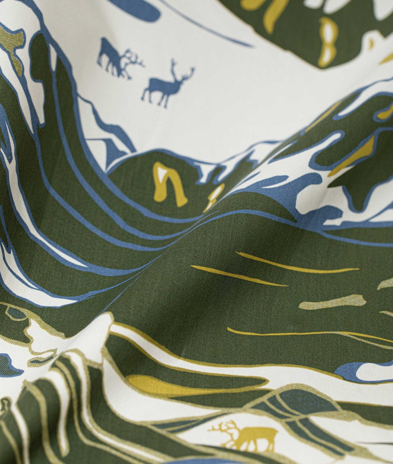 Bomullsstoff FJÄLL "Grønn - Frösö Handtryck Scandinavia