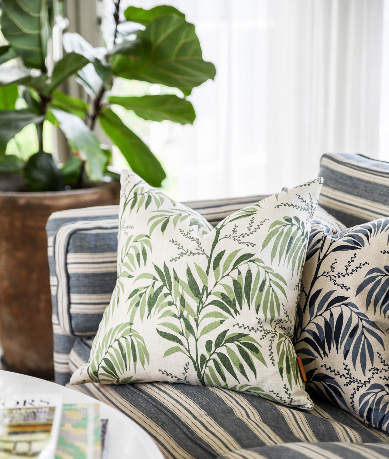 " Casablanca afternoon "Lingrønn putetrekk - Frösö Handtryck Scandinavia