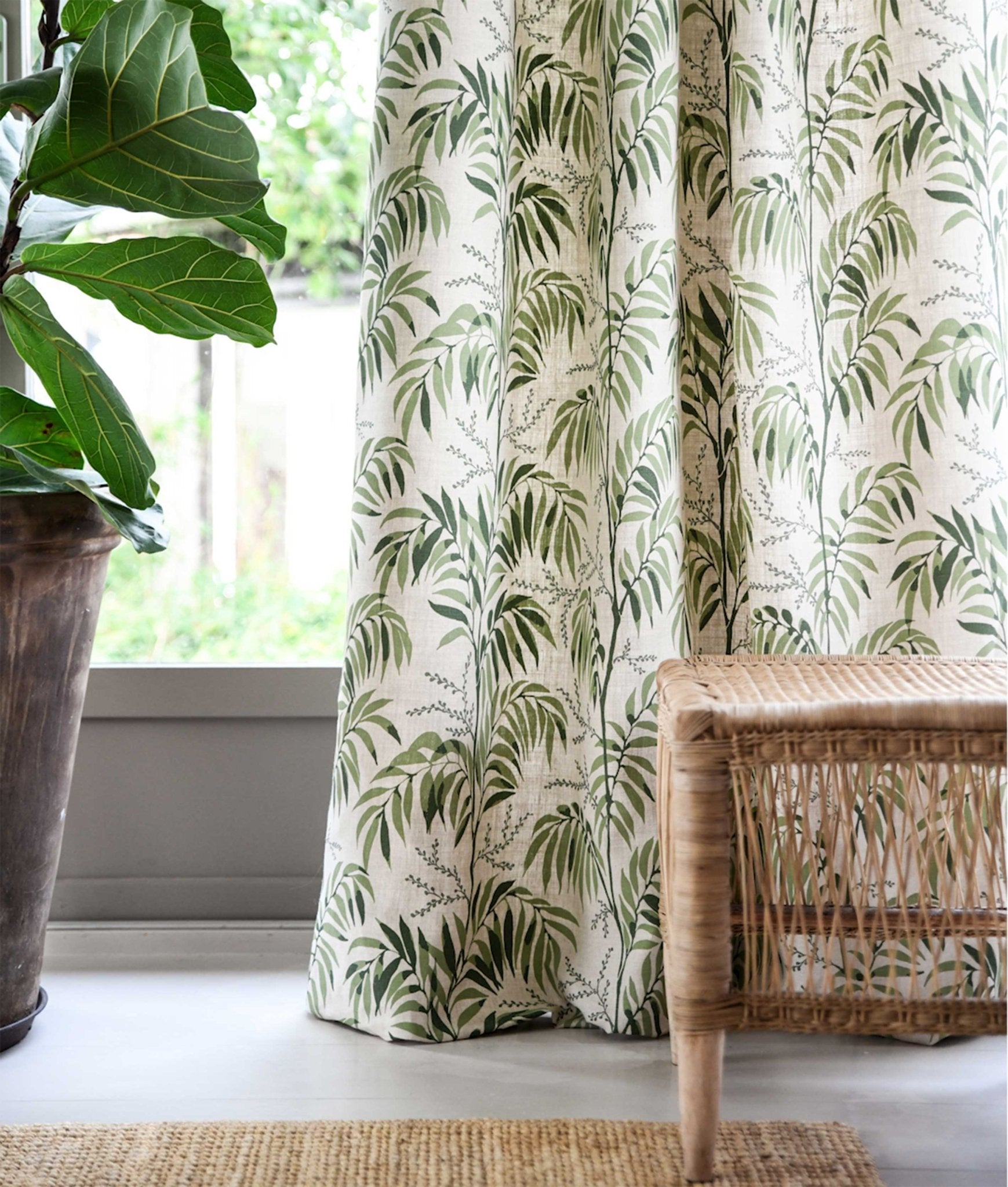 Gardin "CASABLANCA AFTERNOON" Grön - Frösö Handtryck Scandinavia