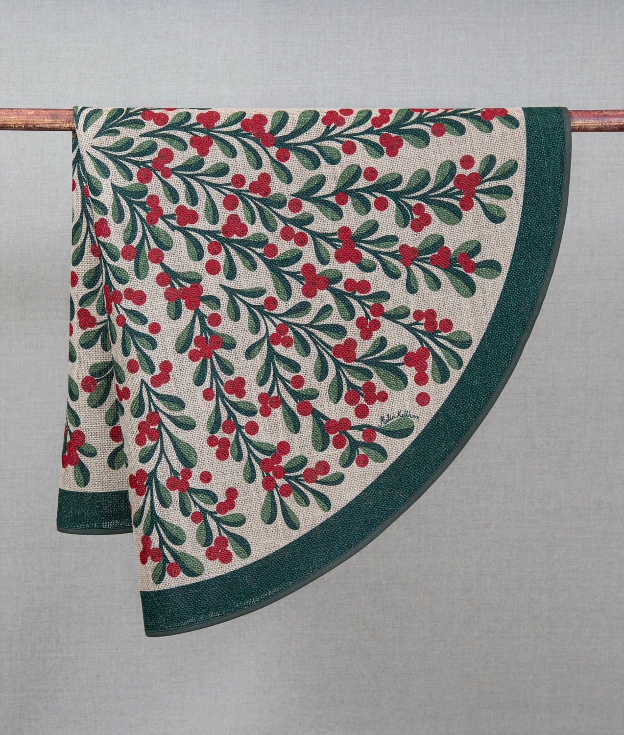 Christmas tree mat "LINGONKVIST" Jute - Frösö Handtryck Scandinavia