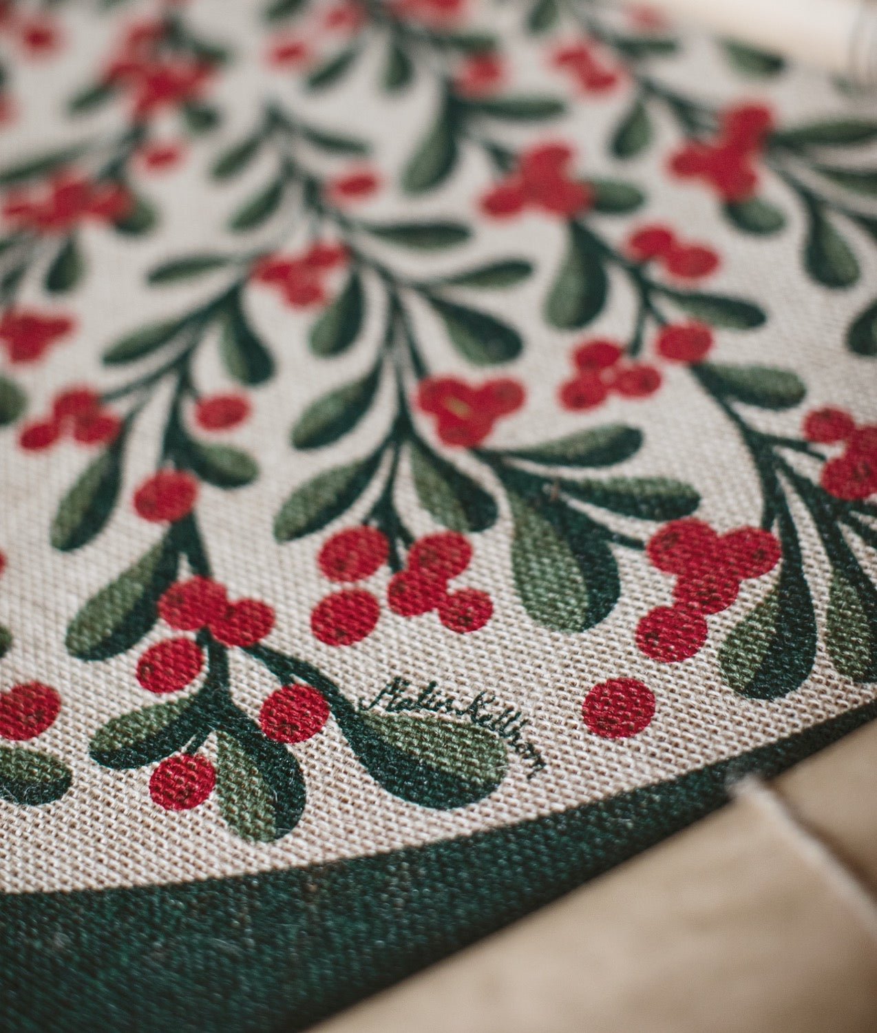 Christmas tree mat "LINGONKVIST" Jute - Frösö Handtryck Scandinavia