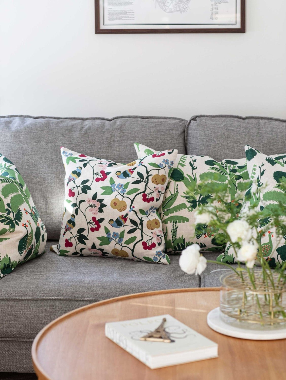 ”Kirsebær” 50x50 Naturligt pudebetræk - Frösö Handtryck Scandinavia