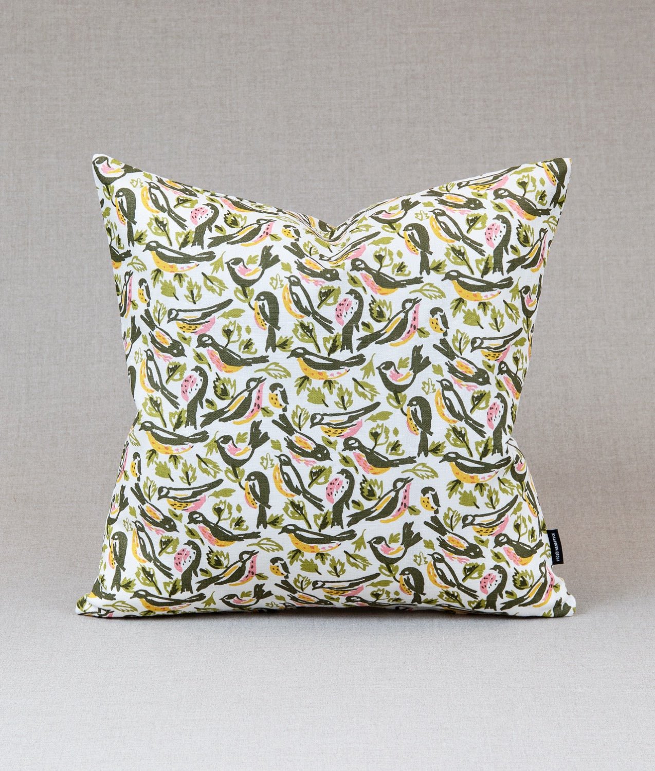 putetrekk "FÅGLARNA" 50x50 Lin - Frösö Handtryck Scandinavia