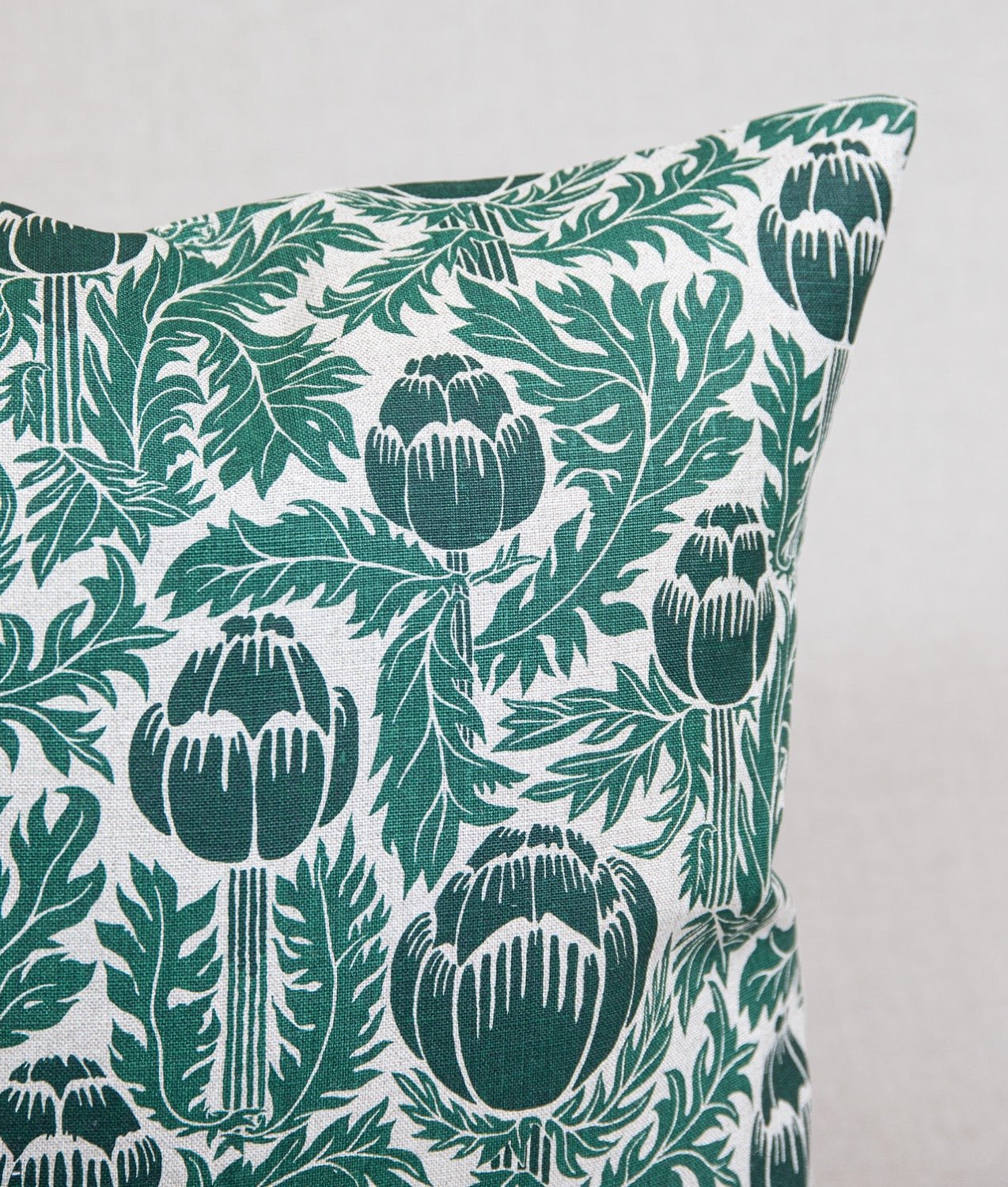 Cushion cover "Skockor i månsken" 50x50 Linen Green/Nature - Frösö Handtryck Scandinavia