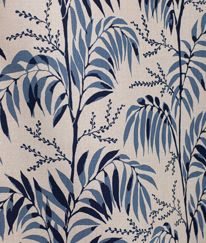 Linstoff " CASABLANCA AFTERNOON " Blå - Frösö Handtryck Scandinavia