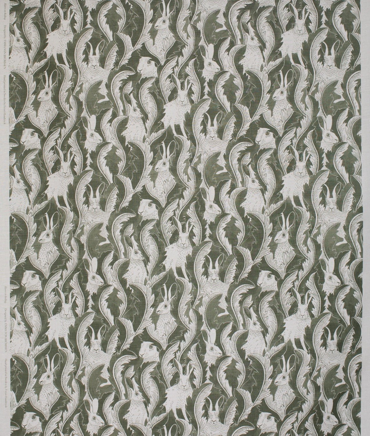 Linnetyg “Hares in Hiding” Grön - Frösö Handtryck Scandinavia