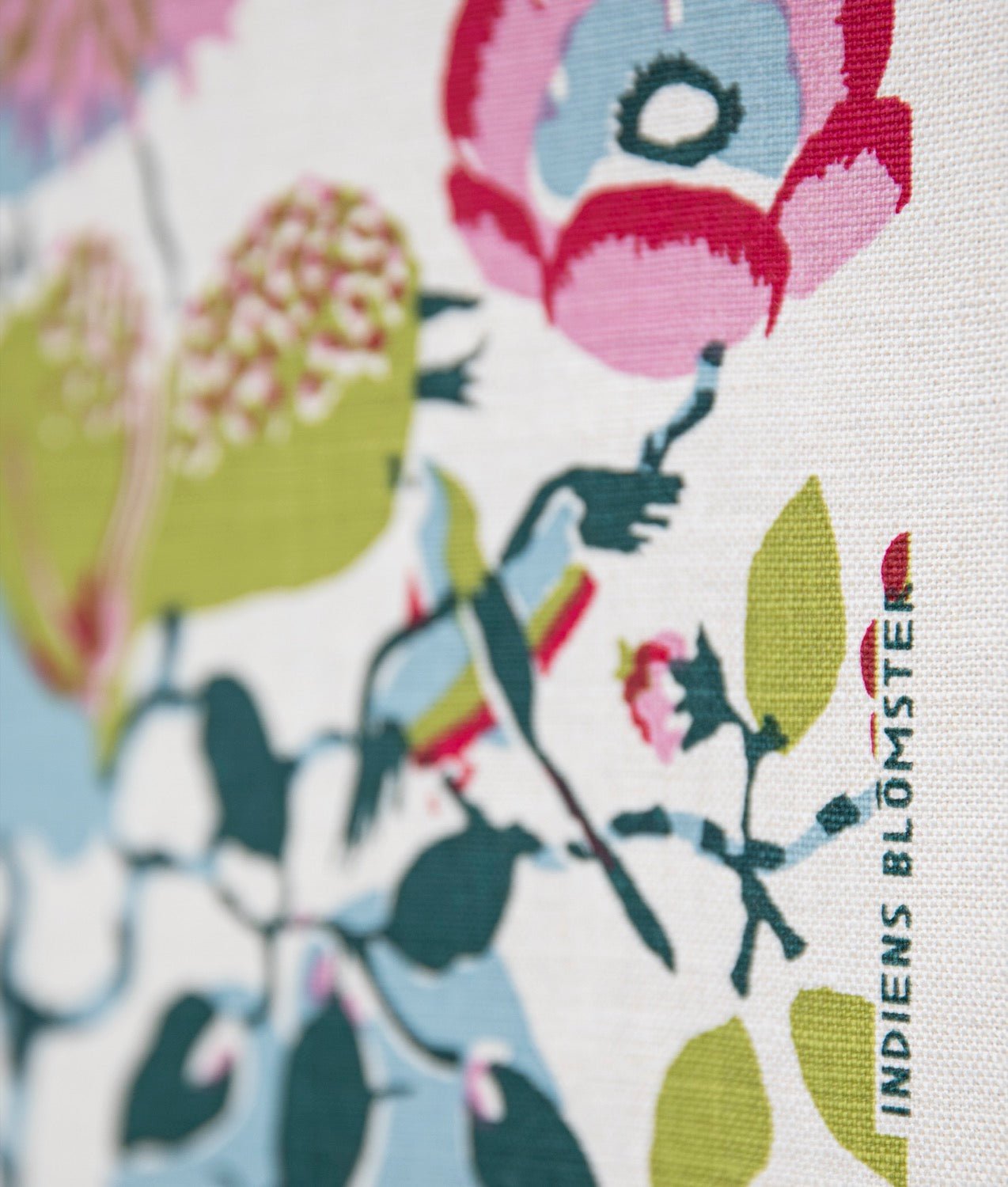 Linen fabric "Indiens blomster" Nature - Frösö Handtryck Scandinavia