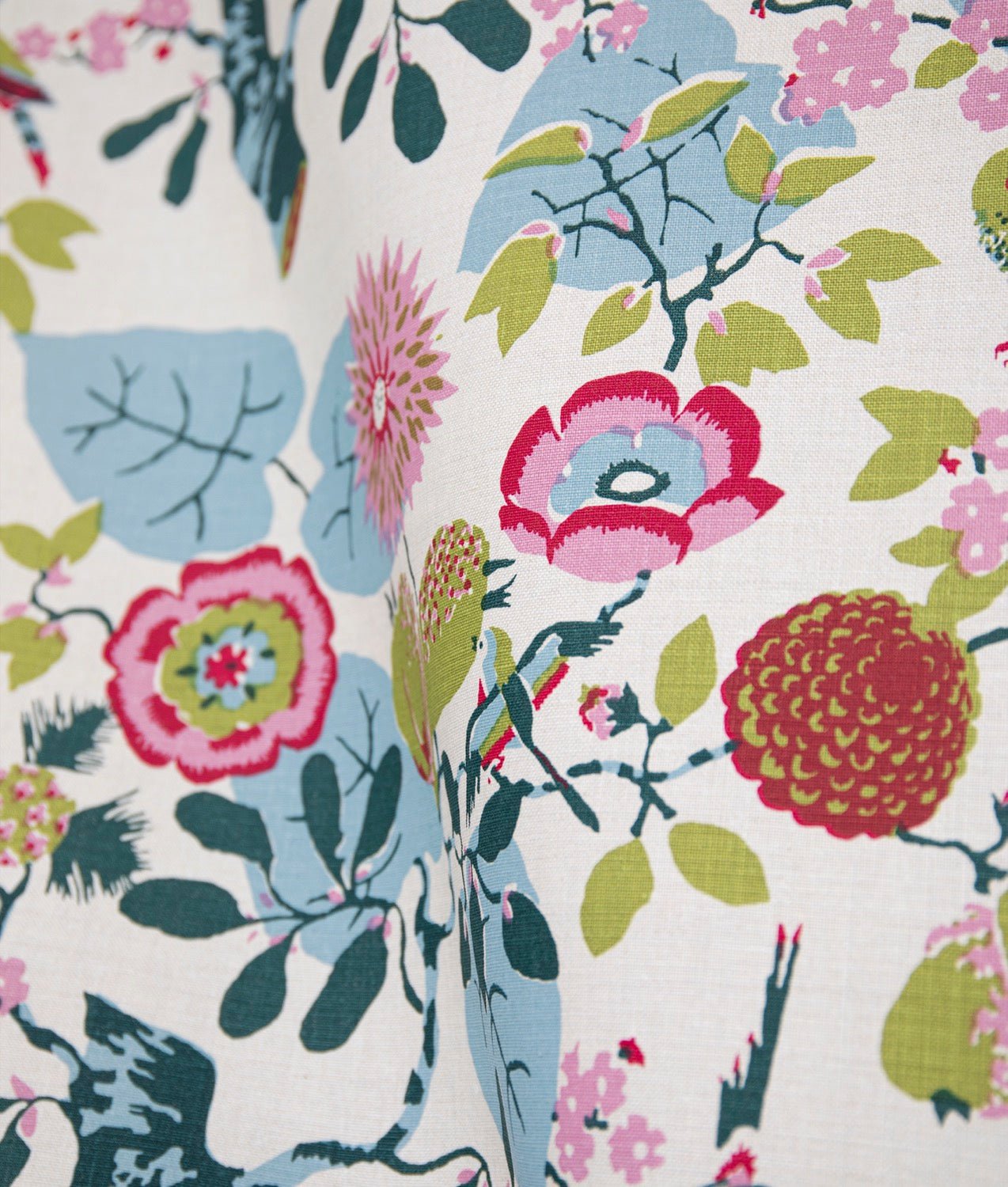 Linen fabric "Indiens blomster" Nature - Frösö Handtryck Scandinavia