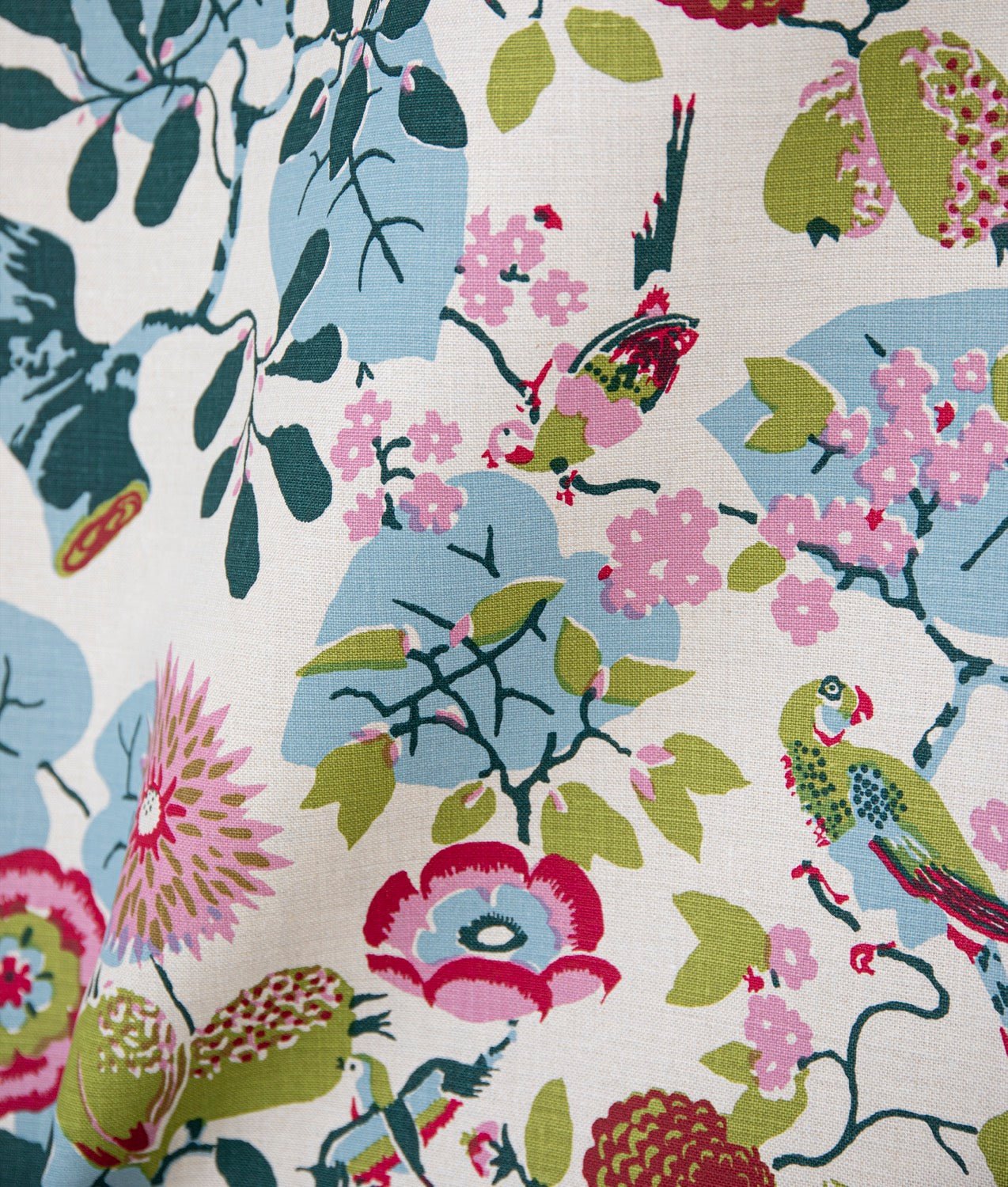 Linen fabric "Indiens blomster" Nature - Frösö Handtryck Scandinavia