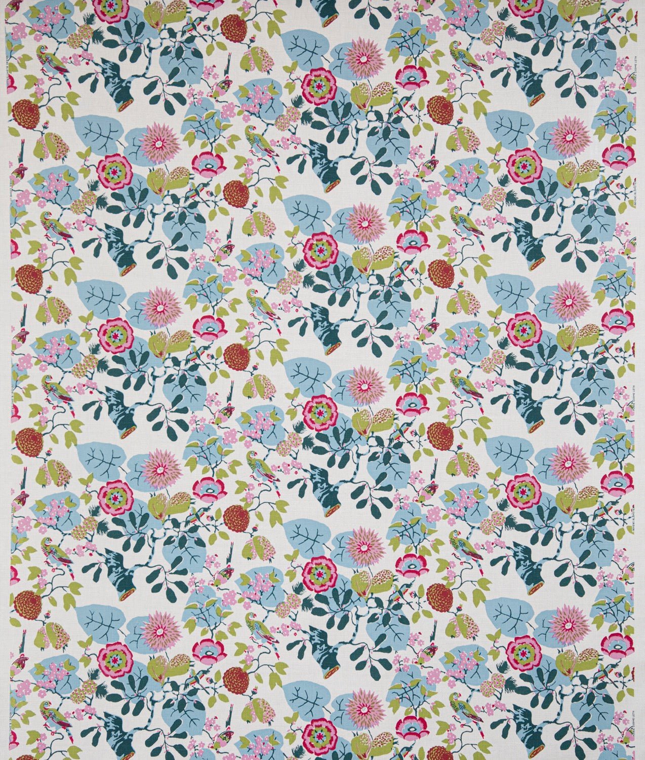 Linen fabric "Indiens blomster" Nature - Frösö Handtryck Scandinavia