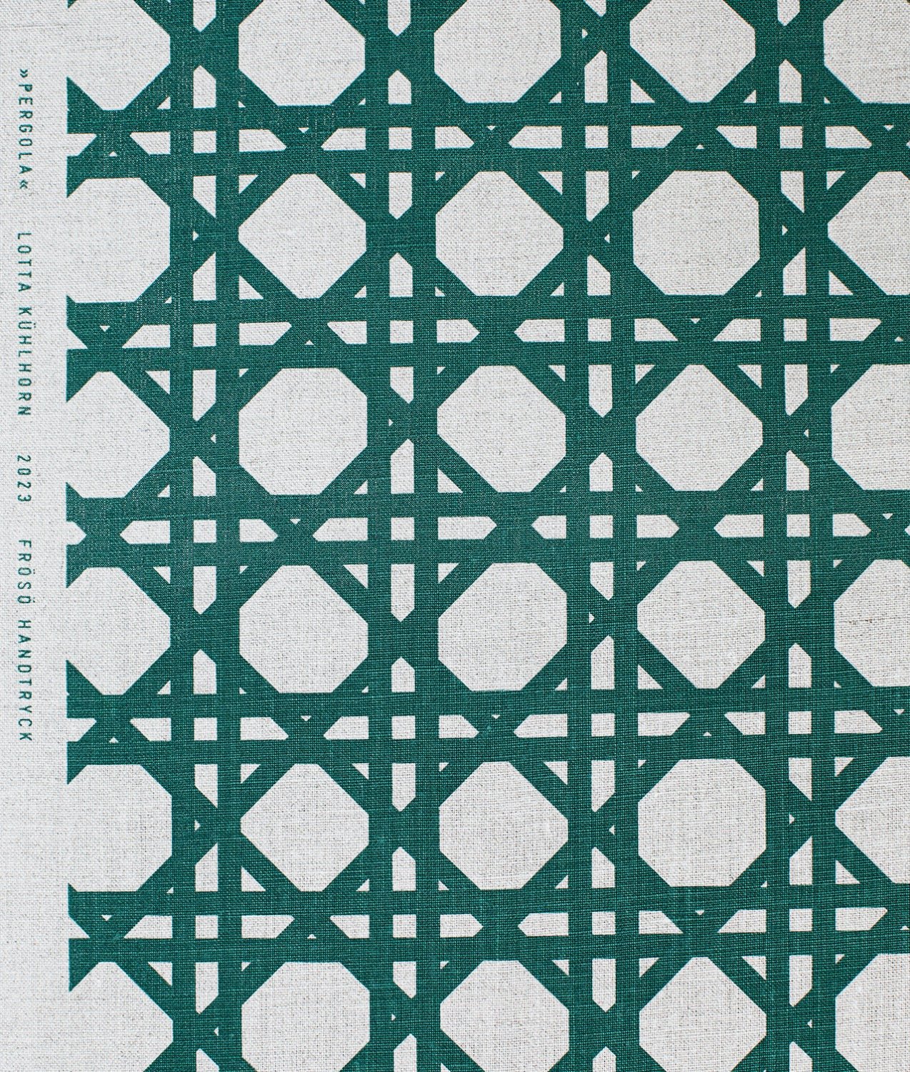 Linen fabric "PERGOLA" Green/Nature - Frösö Handtryck Scandinavia