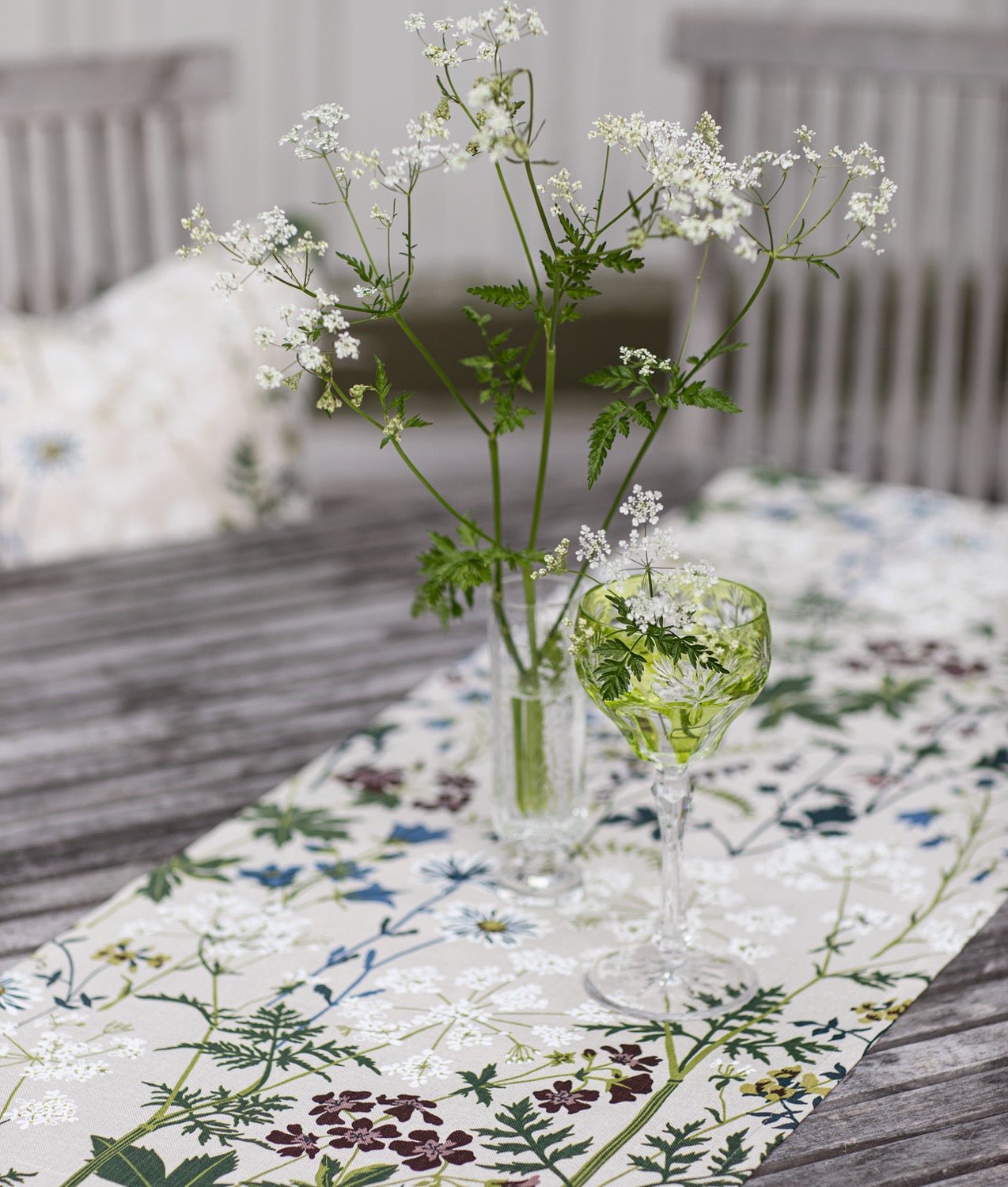 Löpare “Midsommaräng” 40x150 cm Linne Natur - Frösö Handtryck Scandinavia