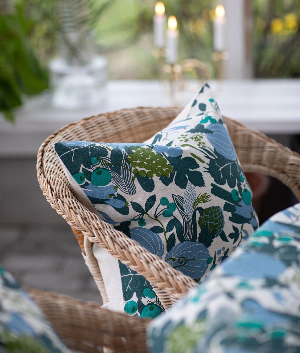 "Melon" 50x50 Natur-pudebetræk - Frösö Handtryck Scandinavia