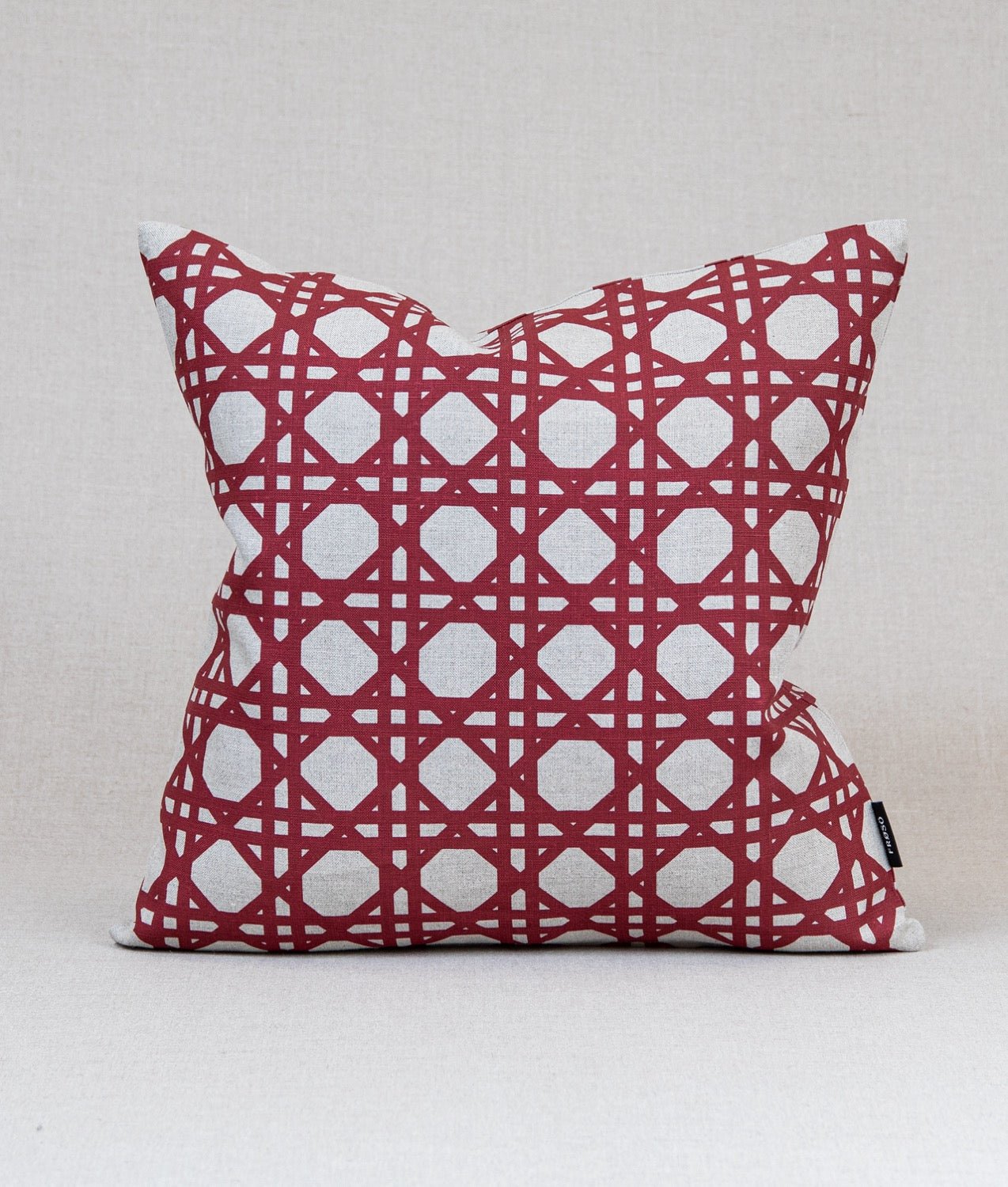 "PERGOLA" 50x50 Linen Dark Red/Natural Pillowcase - Frösö Handtryck Scandinavia
