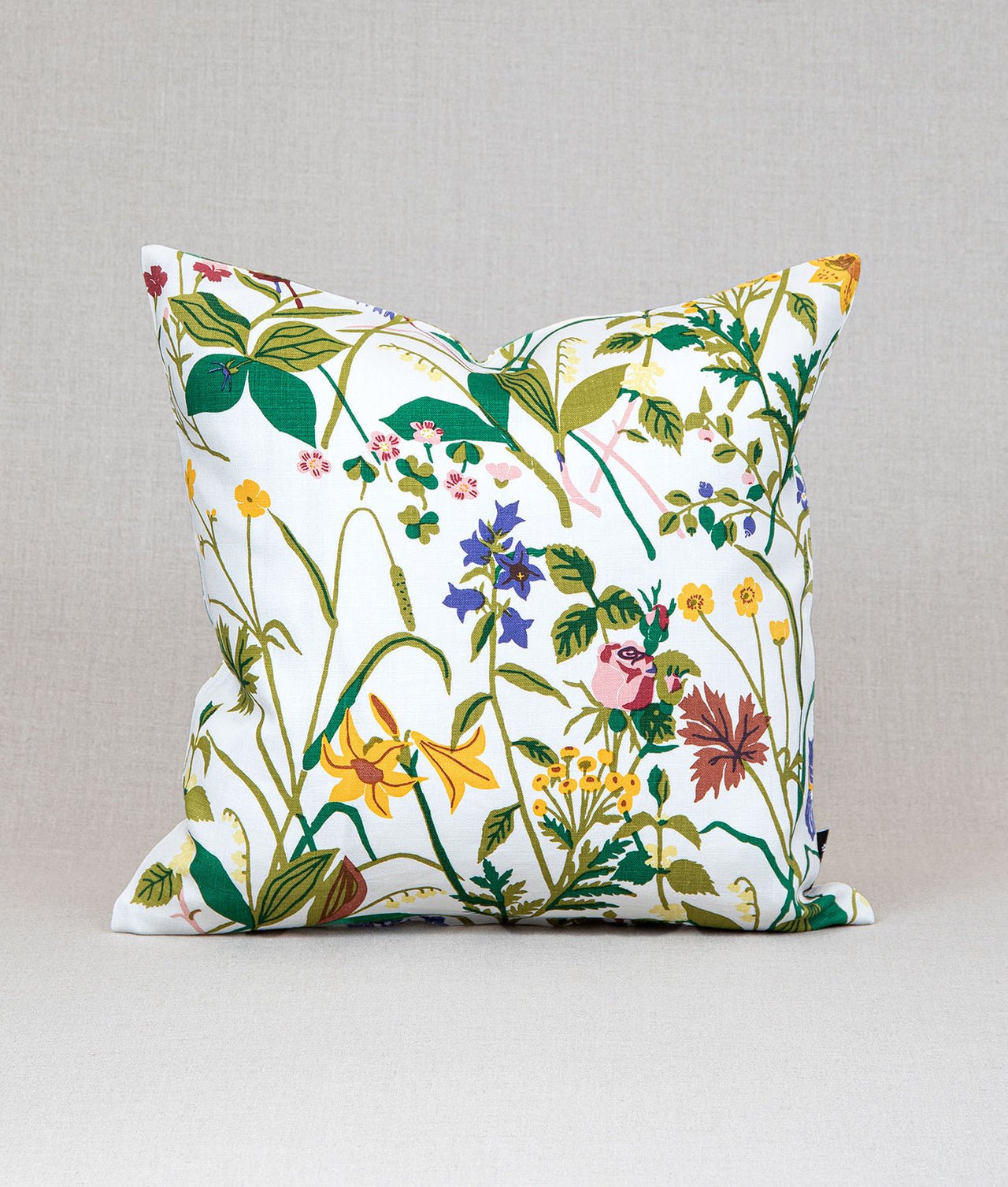 ROS & LILJA" hvidt pudebetræk - Frösö Handtryck Scandinavia