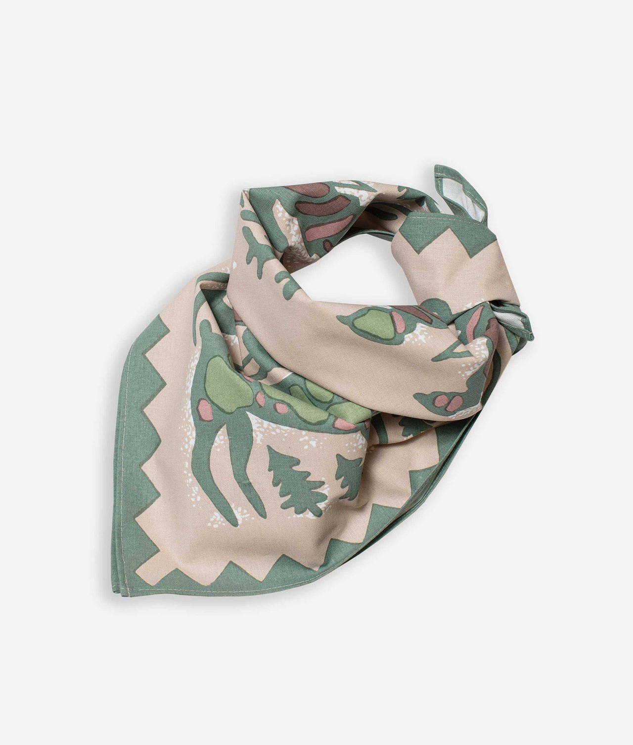 SCARF "SKADE & ULL" GREEN BEIGE - Frösö Handtryck Scandinavia