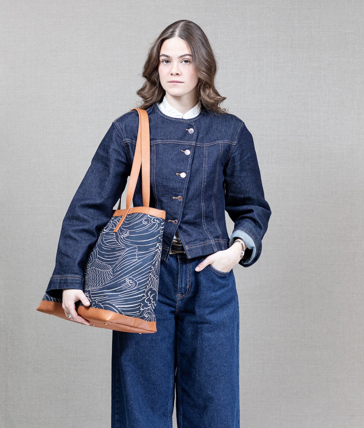 Tote MAJSAN "Plenty more fish" Blå - Frösö Handtryck Scandinavia