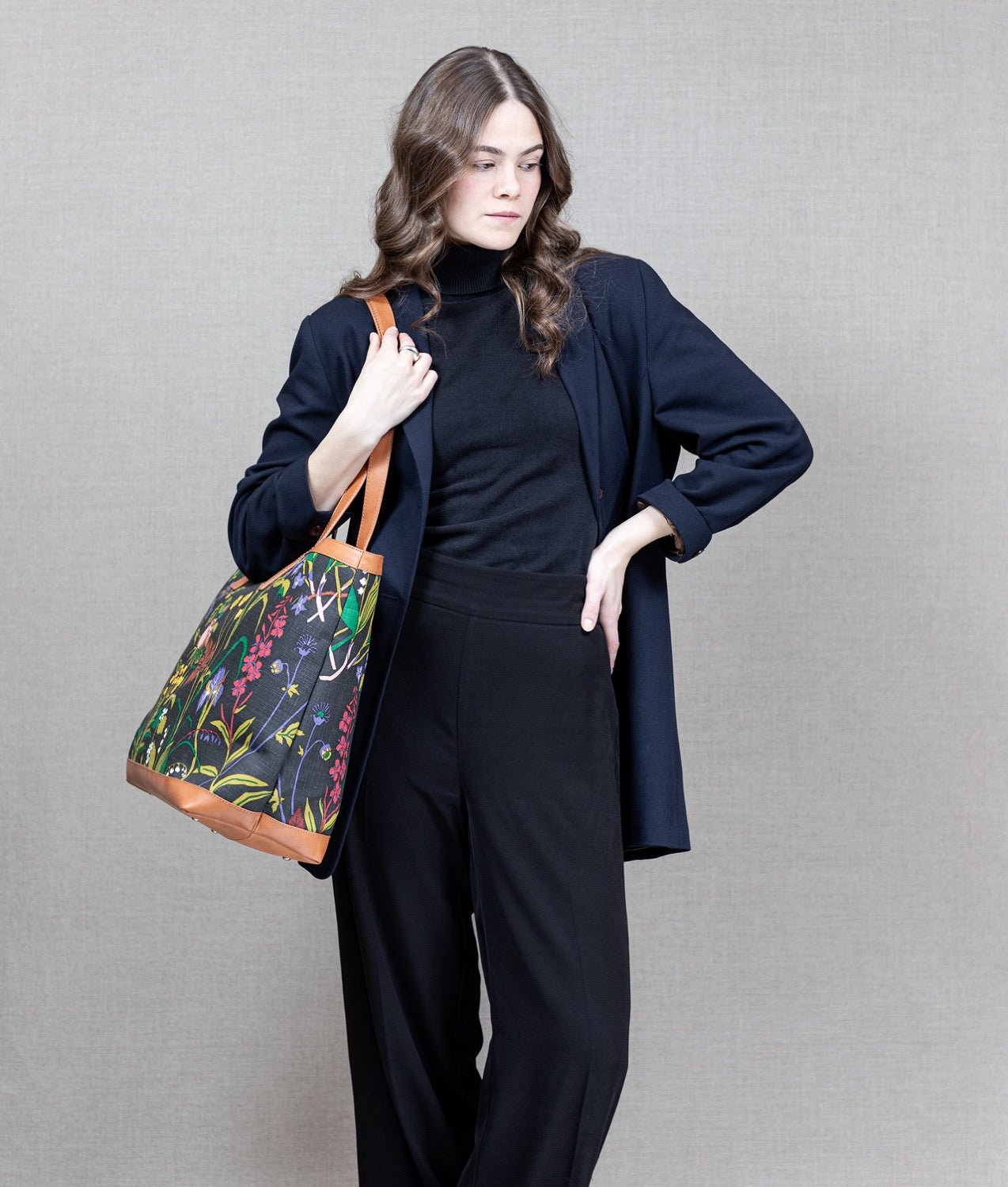 Tote-veske CORN ROS och LILJA " Svart - Frösö Handtryck Scandinavia