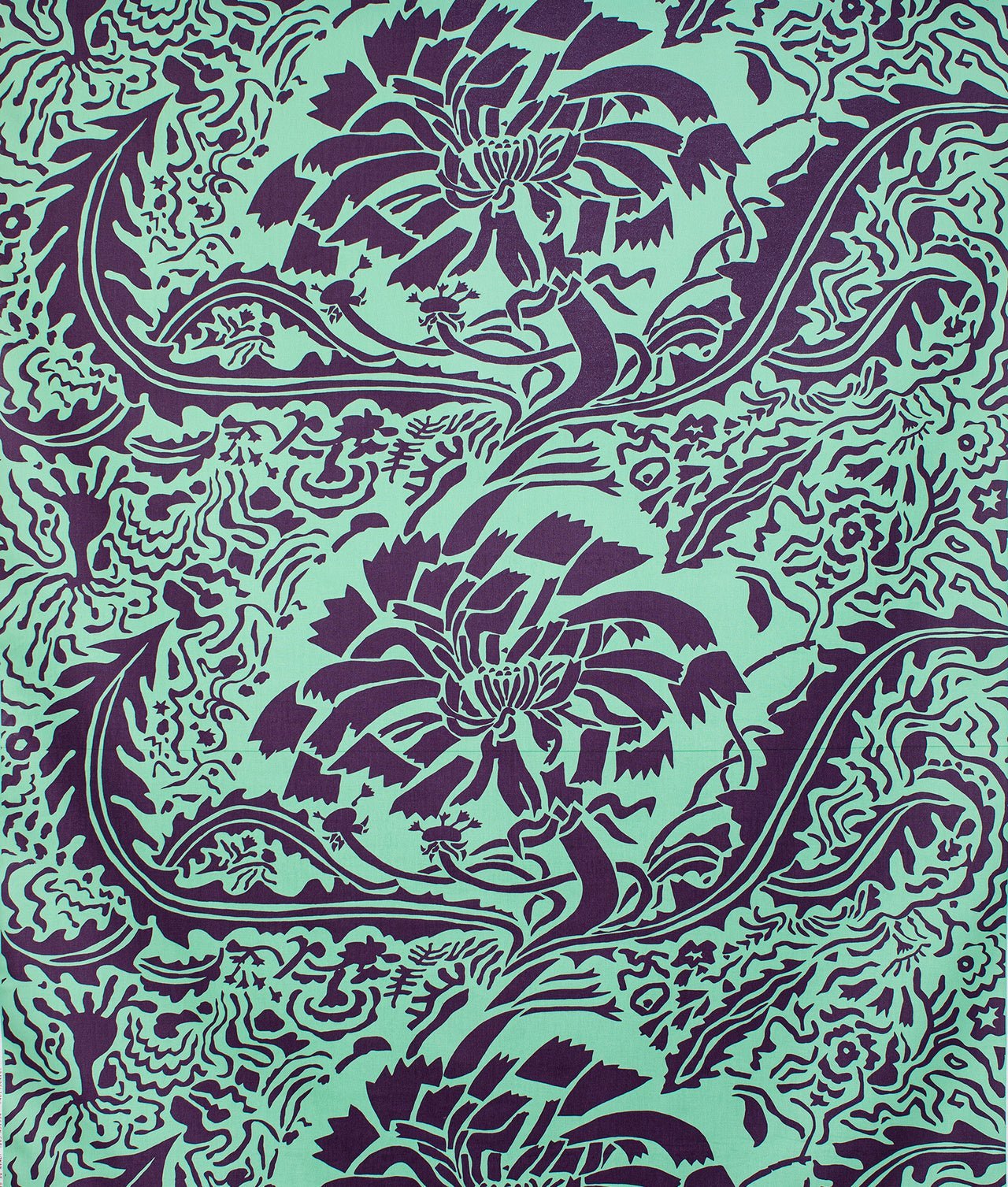 Tygprov – Bomullstyg "DANDELION" Mint - Frösö Handtryck Scandinavia