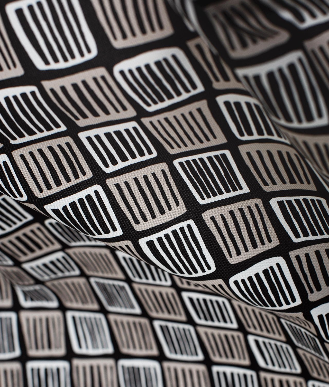 Tygprov – Bomullstyg ”Leksandsstolar” Svart - Frösö Handtryck Scandinavia