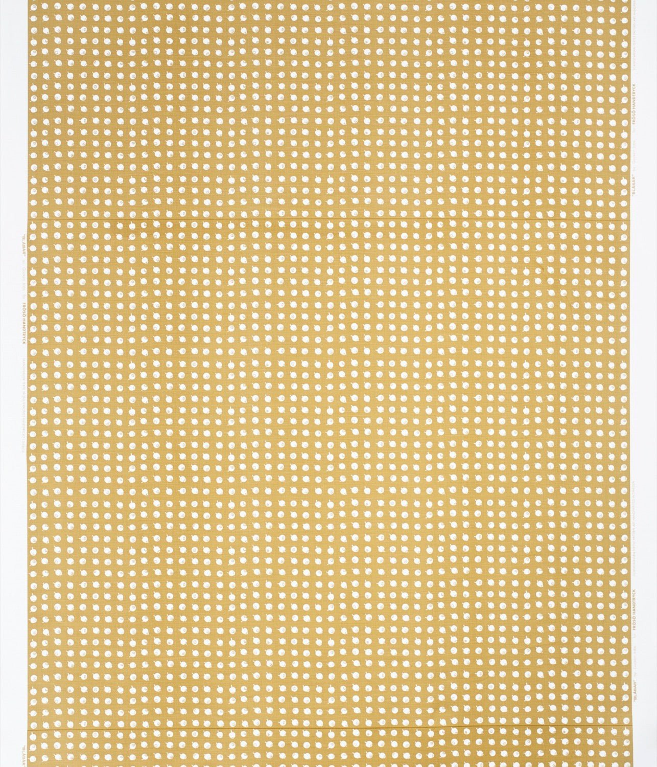 Tygprov – Linnetyg ”BLÅBÄR” Gul - Frösö Handtryck Scandinavia