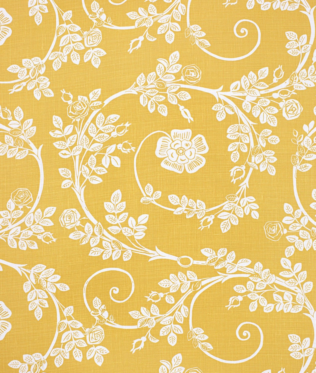 Tygprov ”ROSENGÅNG” Lejongul - Frösö Handtryck Scandinavia