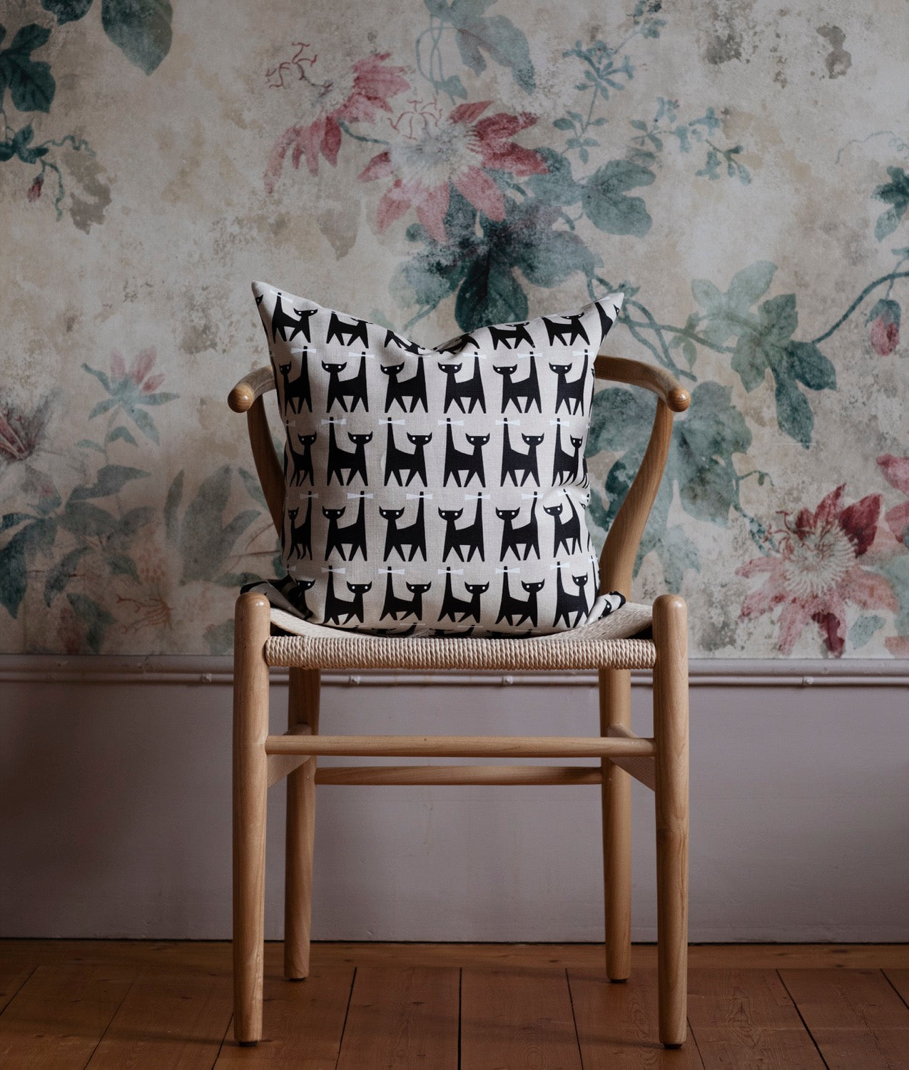 Kuddfodral “Pappas Katt” 50x50 Linne Svart