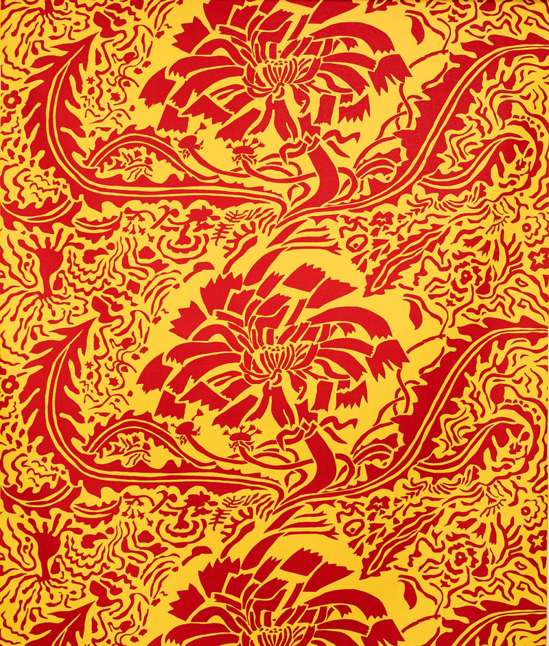 BomuldsstofDANDELION" Gul - Frösö Handtryck Scandinavia