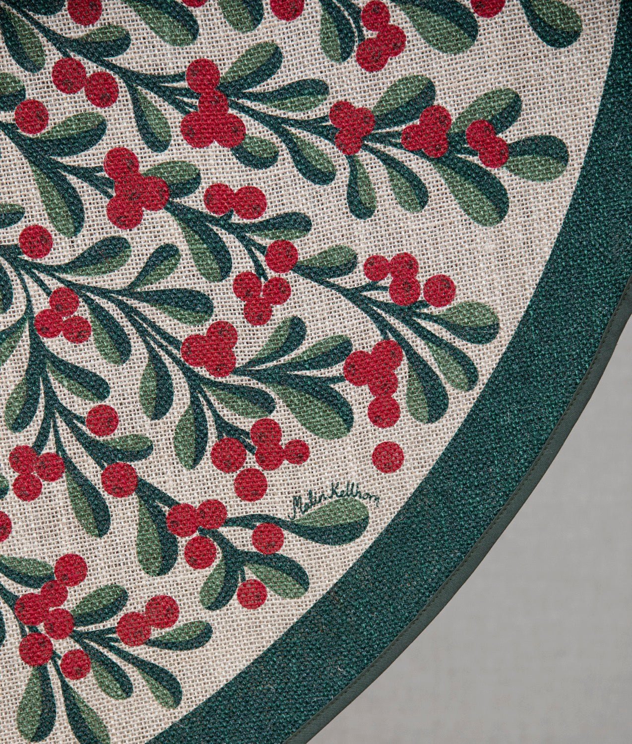 Christmas tree mat "LINGONKVIST" Jute - Frösö Handtryck Scandinavia