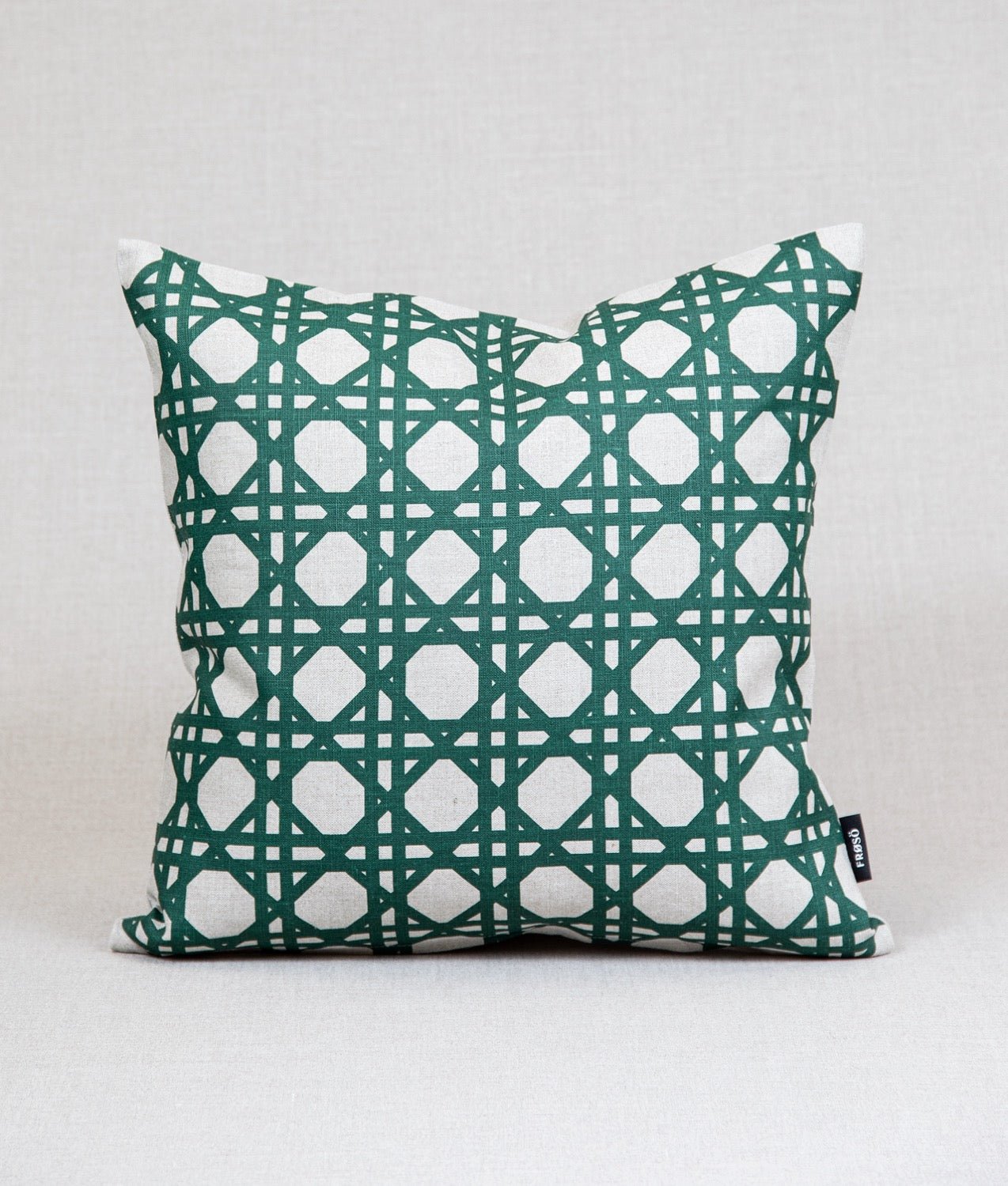 Cushion cover "PERGOLA" 50x50 Linen Green/Nature - Frösö Handtryck Scandinavia