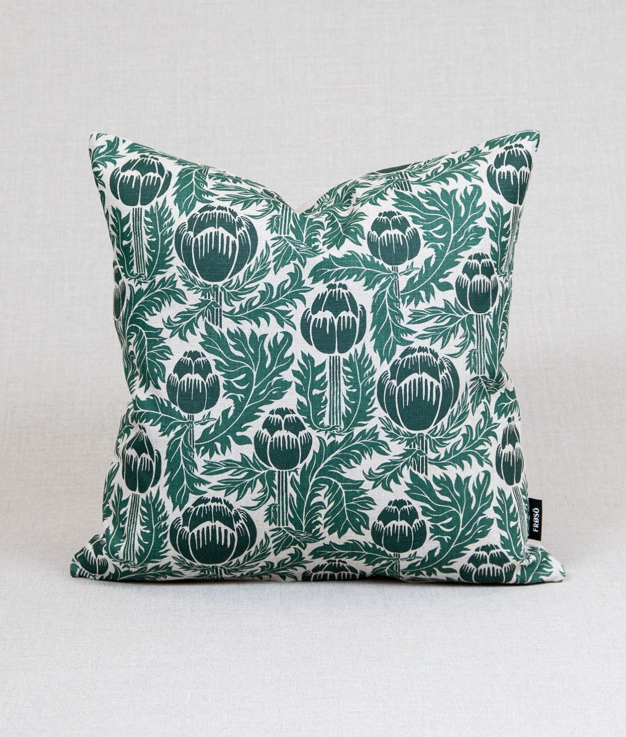 Cushion cover "Skockor i månsken" 50x50 Linen Green/Nature - Frösö Handtryck Scandinavia