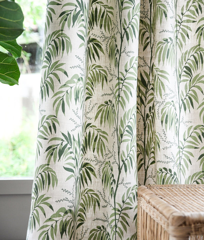 Linstoff " CASABLANCA AFTERNOON "Grønn - Frösö Handtryck Scandinavia