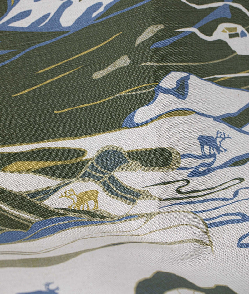 Linstoff "MOUNTAINS" Grønn - Frösö Handtryck Scandinavia