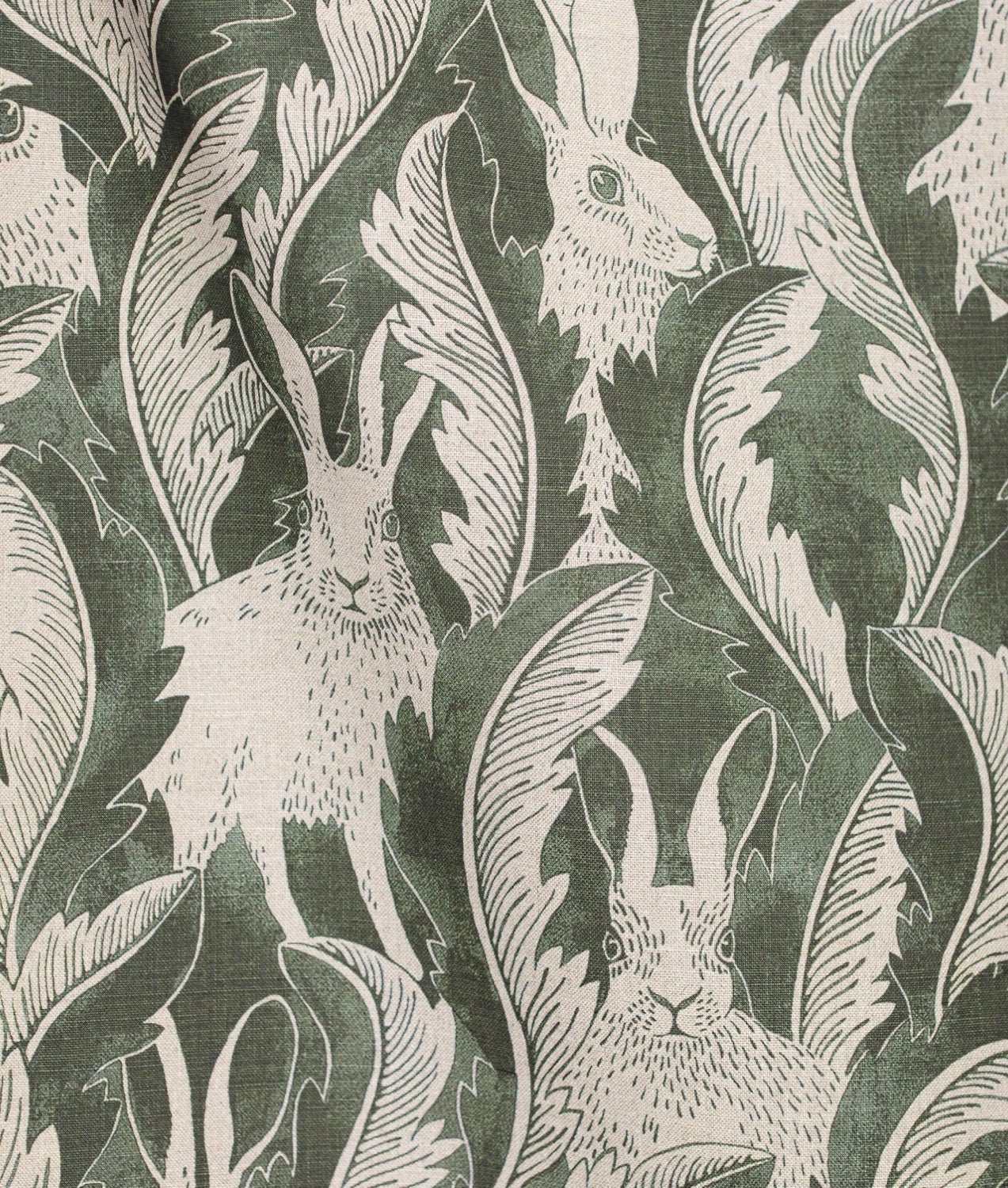 Linnetyg “Hares in Hiding” Grön - Frösö Handtryck Scandinavia