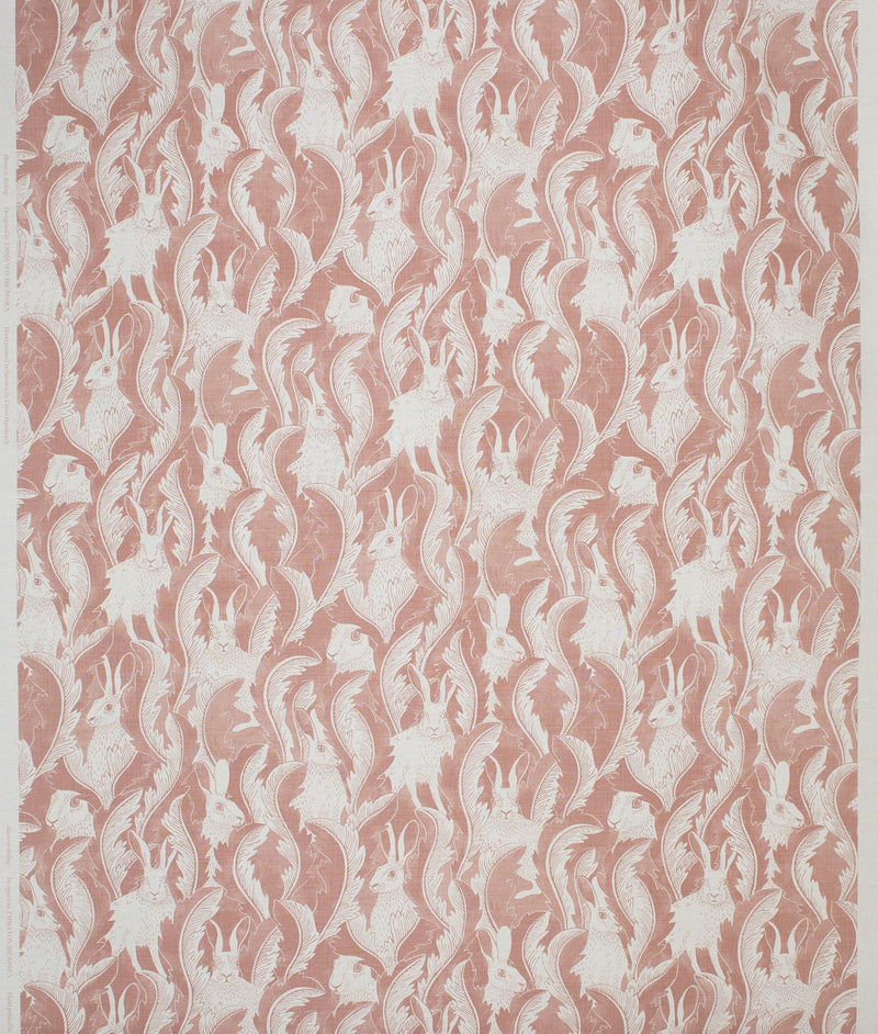 Hørstof "HARES IN HIDING" Pink - Frösö Handtryck Scandinavia