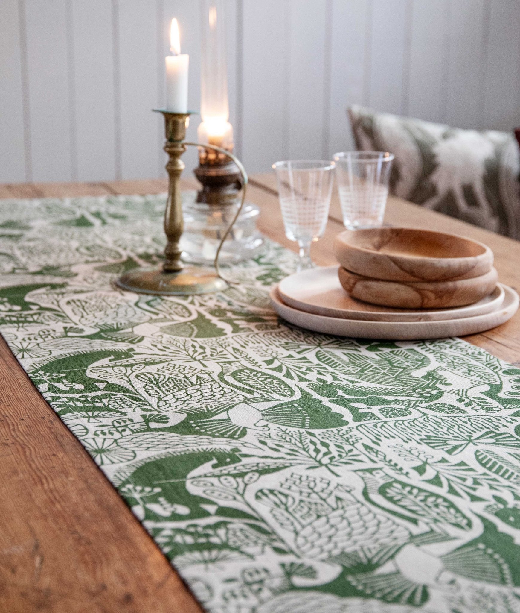 Linnetyg “Mori no Seirei” Grön/Natur - Frösö Handtryck Scandinavia