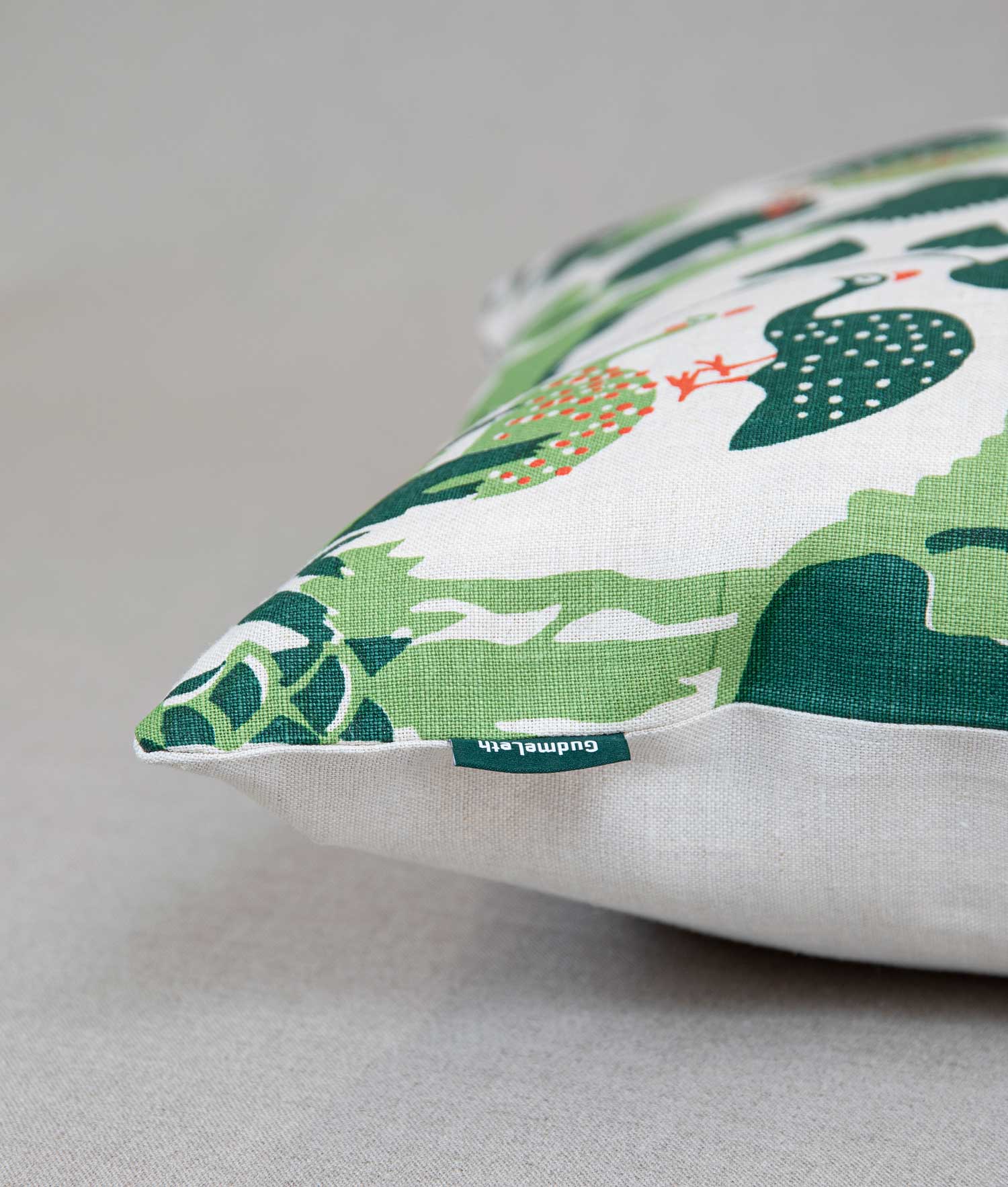 "Perlekyllinger" Grønn/Natur 50x50 putetrekk - Frösö Handtryck Scandinavia