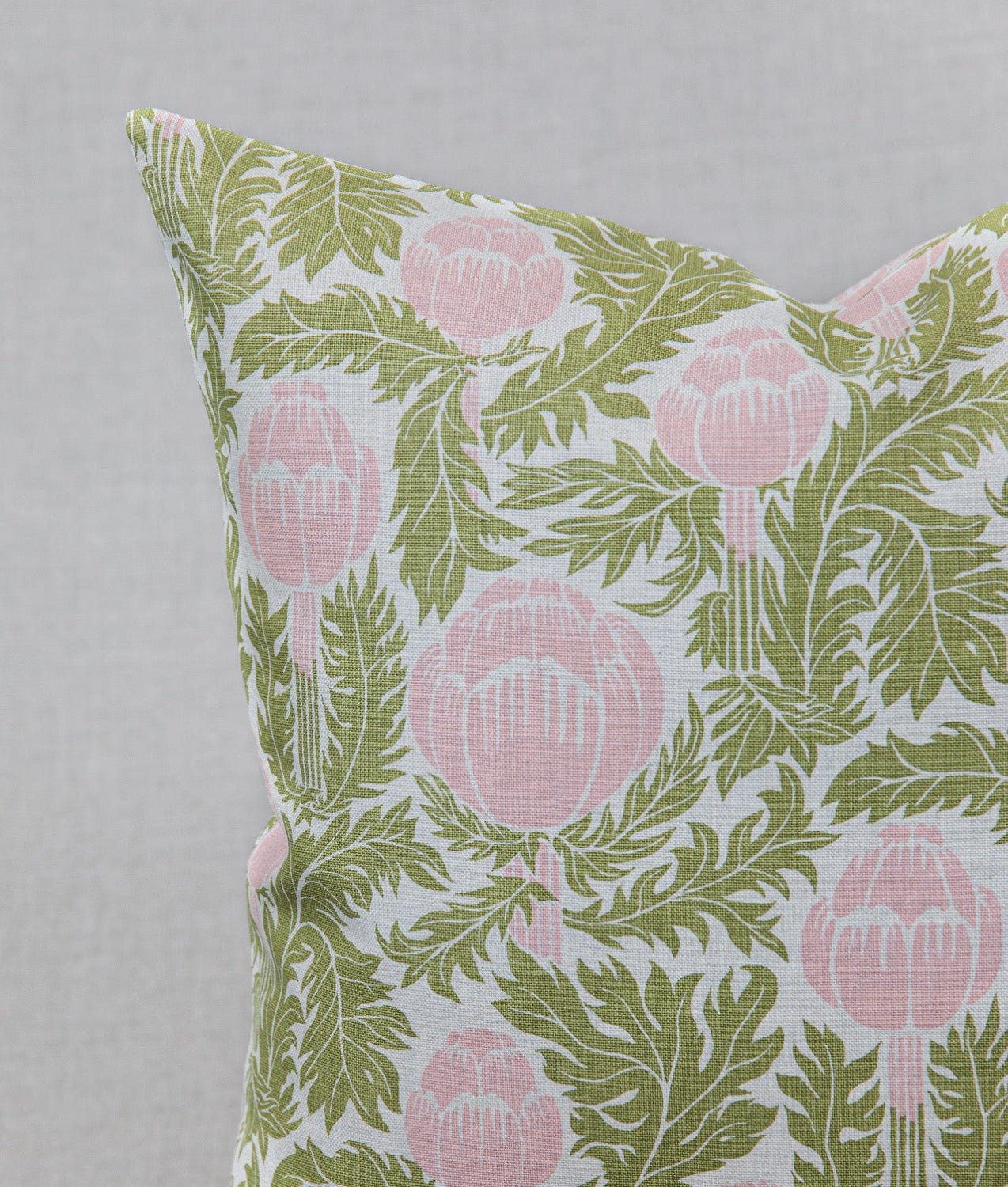 "Skockor i månsken" 50x50 Linne Rosa/grön Natur Kuddfodral - Frösö Handtryck Scandinavia