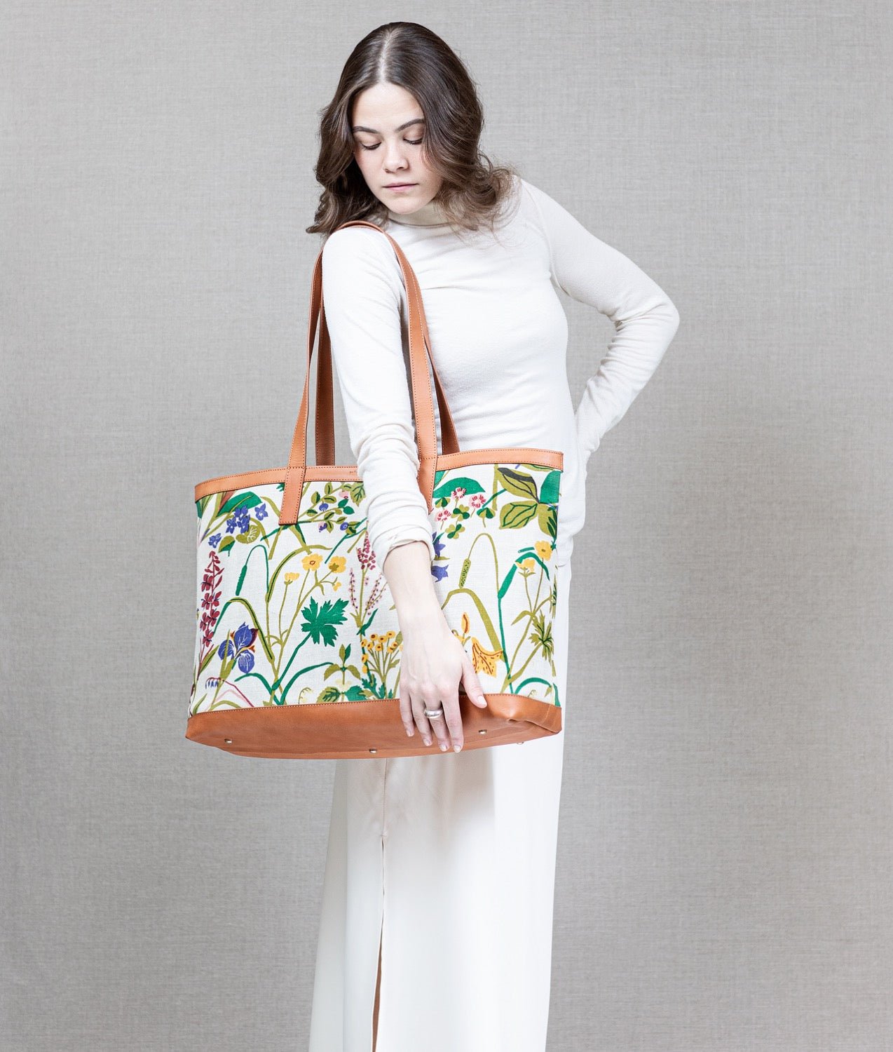 Tote MAJSAN "ROS och LILJA" Natur - Frösö Handtryck Scandinavia