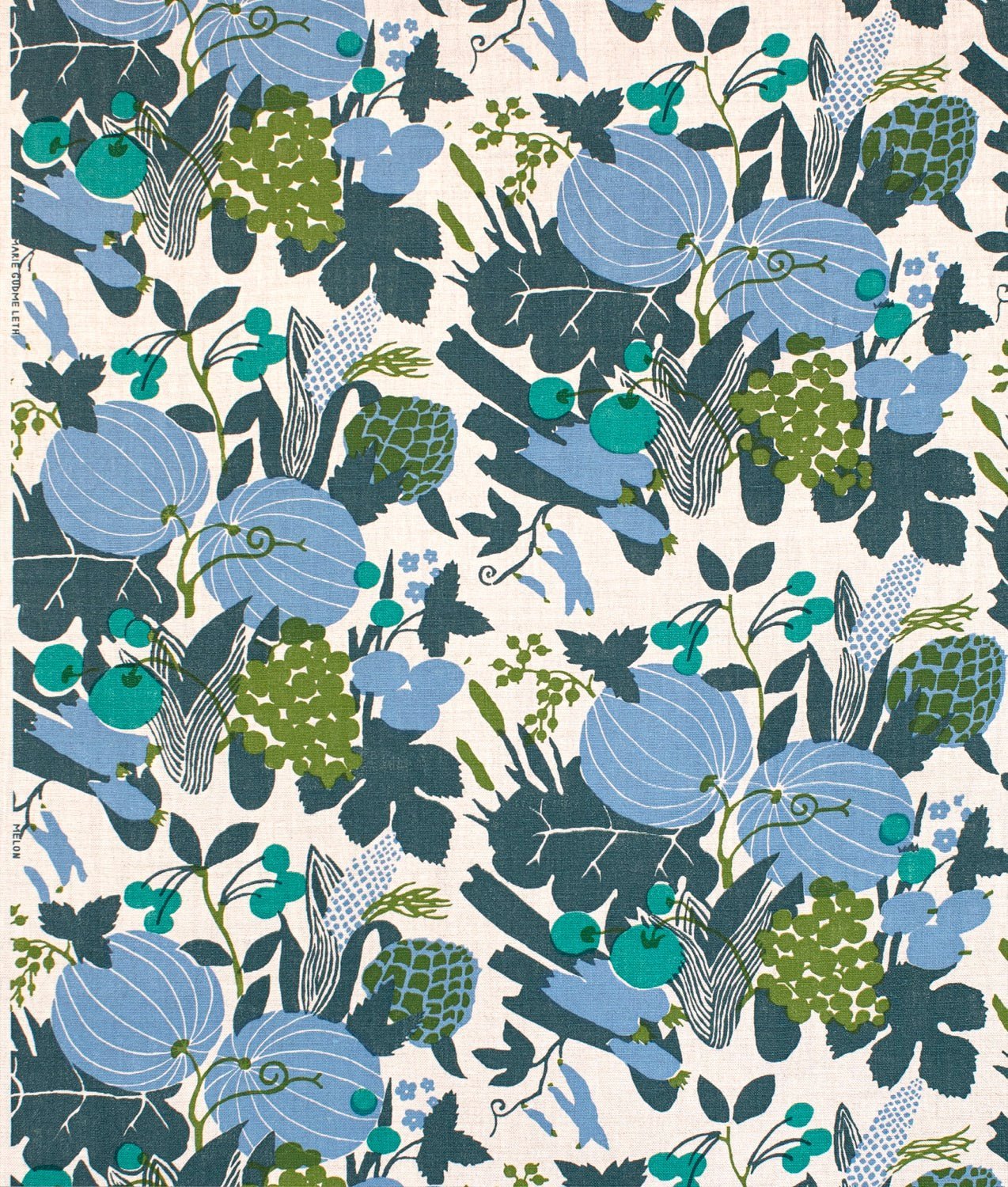 Tygprov – Linnetyg ”Melon” Natur - Frösö Handtryck Scandinavia