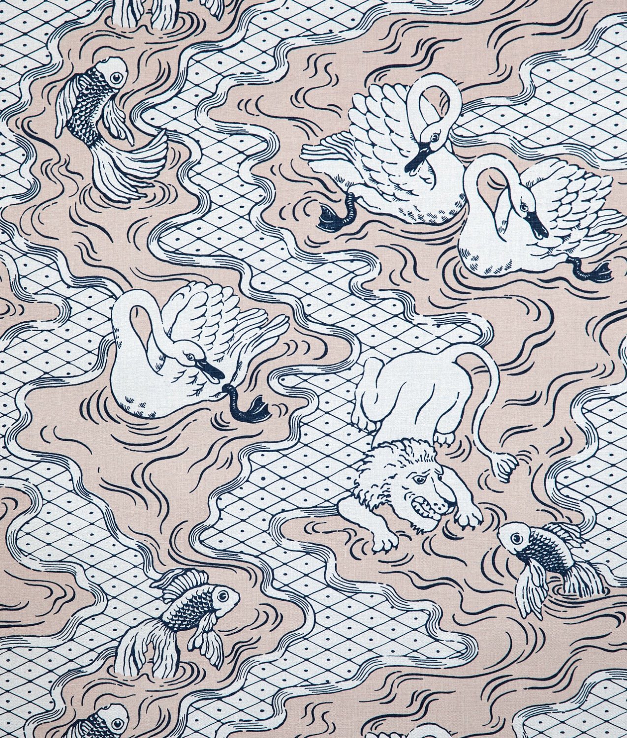 Tygprov – Linnetyg "OPERA FANTASIA” Rosa - Frösö Handtryck Scandinavia