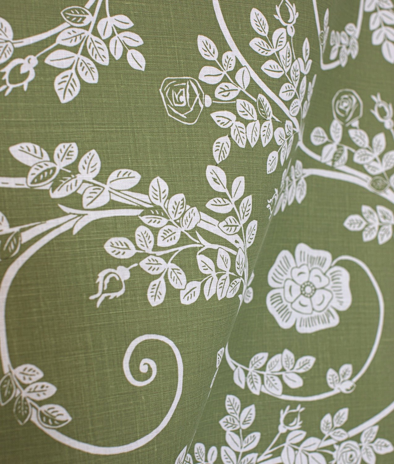 Tygprov ”ROSENGÅNG” Grön - Frösö Handtryck Scandinavia