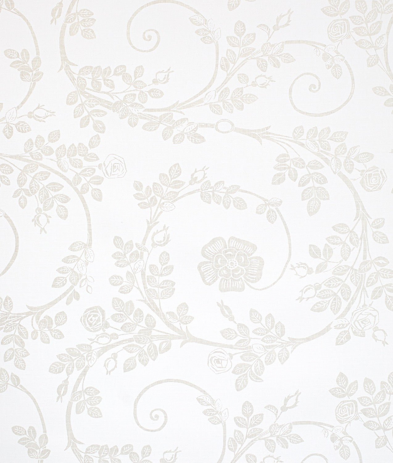 Tygprov ”ROSENGÅNG” Vit - Frösö Handtryck Scandinavia