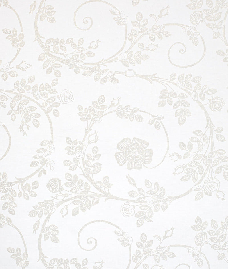 Tygprov ”ROSENGÅNG” Vit - Frösö Handtryck Scandinavia