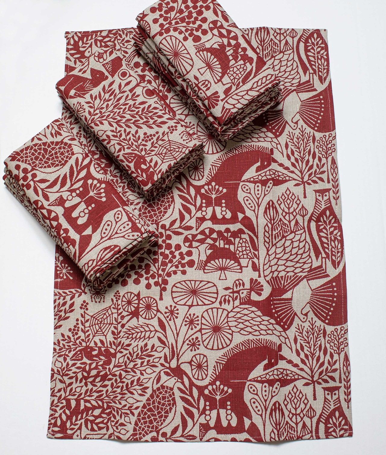 Towel "Mori no seirei" Linen Red Natural