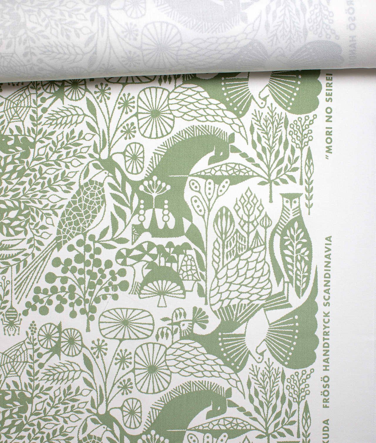 Cotton fabric "MORI NO SEIREI” Green/White