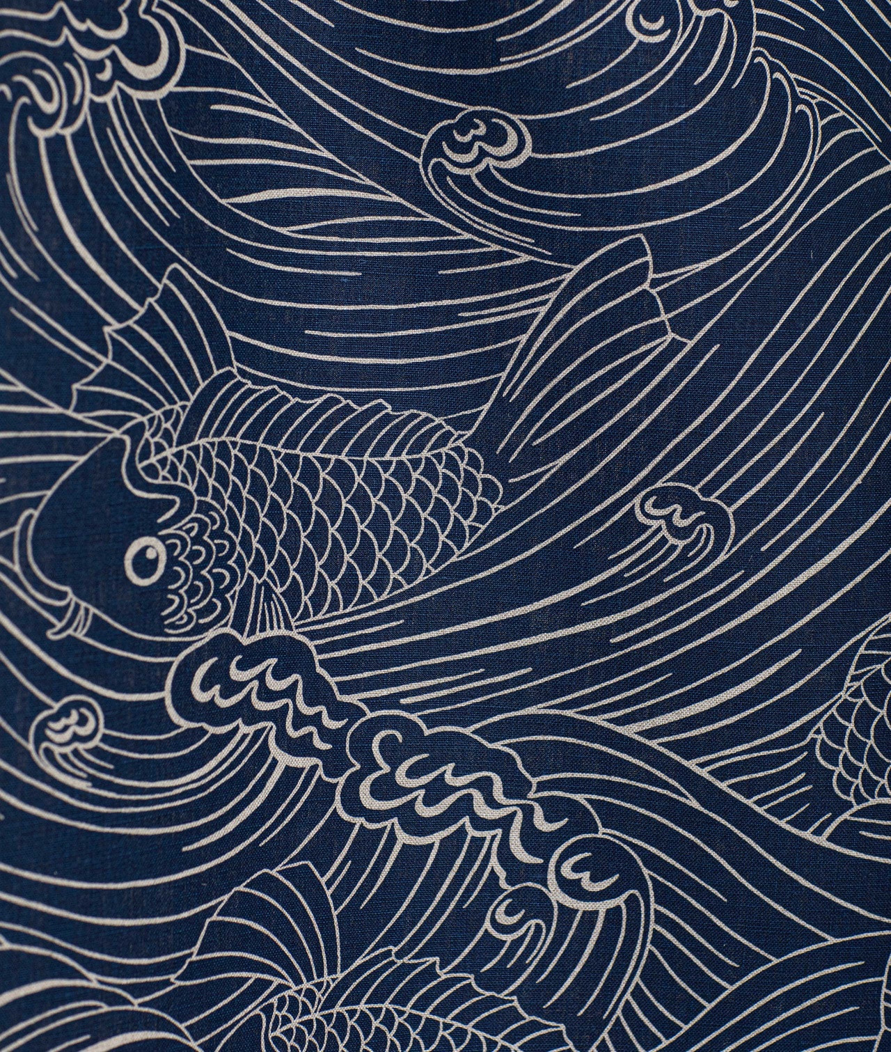 Linen fabric "Plenty more fish" Blue
