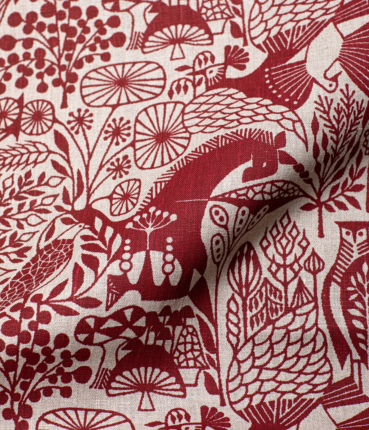 Sample Linen fabric "MORI NO SEIREI" Red