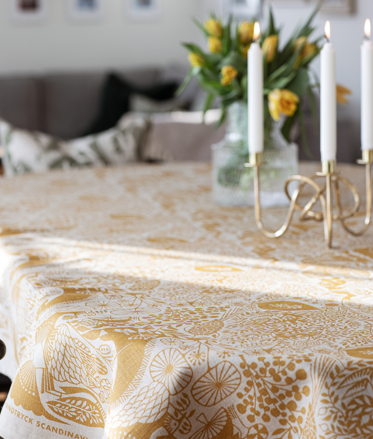 Linen fabric "MORI NO SEIREI” Mustard/Natural